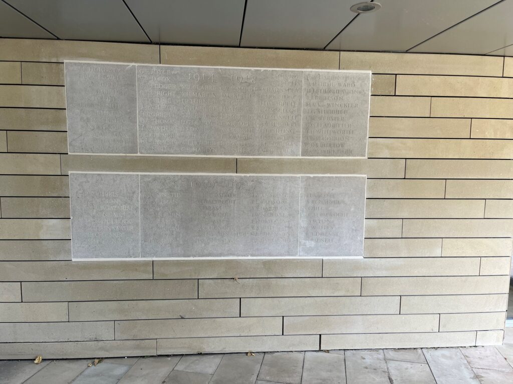War memorial plaques at Wadham College